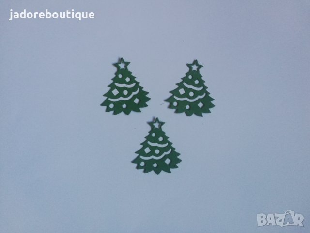 Елемент от хартия елха 3 бр скрапбук декорация , снимка 1