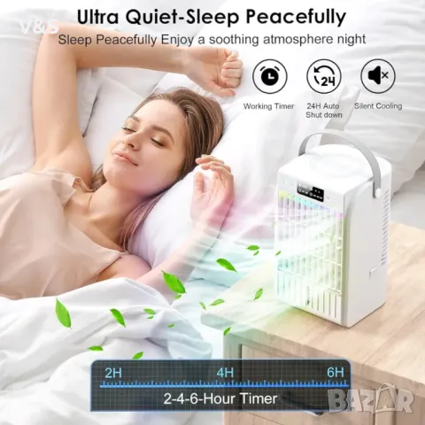 Преносим климатик Guong, изпарителен въздушен охладител 4 в 1, вентилатор за охлаждане на въздуха и , снимка 6 - Климатици - 48801290