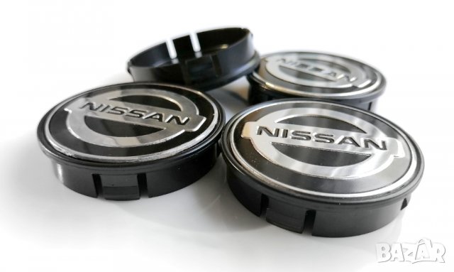 Nissan 55/60/52мм алуминиеви капачки / тапи за джанти черен цвят, снимка 5 - Аксесоари и консумативи - 38462942