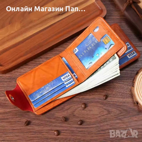 Мъжки бизнес портфейл от еко кожа – дизайн 100 US Dollars, снимка 3 - Портфейли, портмонета - 53218465