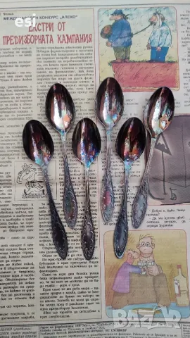 Масивни посребрени чаени лъжици МНЦ
Руски от едно време 
, снимка 1