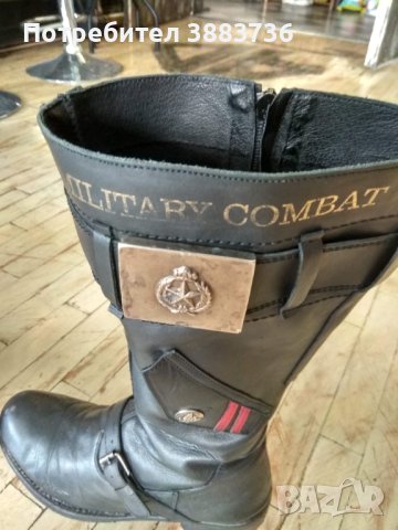 Кожени ботуши-рокерски Military combat, снимка 8 - Мъжки ботуши - 43351689