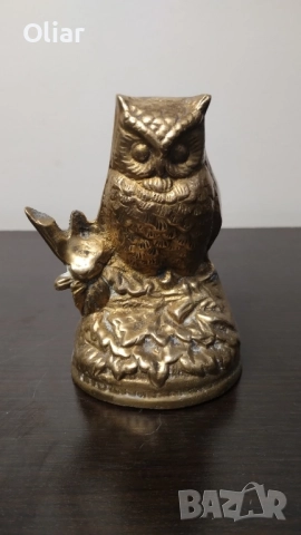 Красива статуетка на бухал. Месинг. , снимка 2 - Статуетки - 51303705