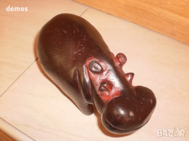 Фигура на хипопотам от тик, Зимбабве, снимка 6 - Декорация за дома - 51062212