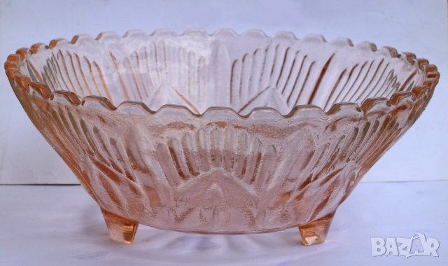  Фруктиери цветно розово стъкло Антикварна купа