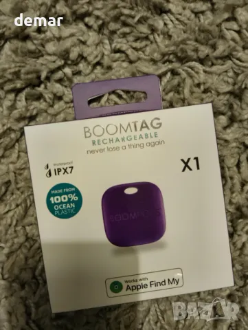 Boompods Boomtag Bluetooth устройство за проследяване, тракер, съвместим с Apple Find My App, лилав, снимка 8 - Други стоки за дома - 47709870