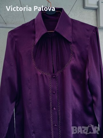 Ефектна риза/блуза кралска коприна, снимка 4 - Ризи - 40450830