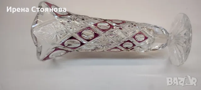 Винтидж кристална ваза, оловен кристал, Германия. 25 см, снимка 4 - Вази - 47824671