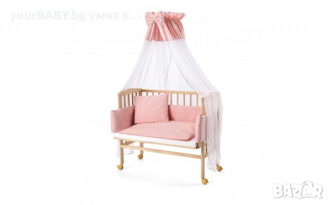 Детско Странично Легло 2в1 тип Next to Me с Матрак и Аксесоари 77 - Цвят Натурал