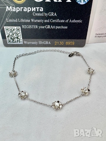 Сребърна гривна с мойсанит (диамант) 0.5 карата, снимка 4 - Гривни - 53306163