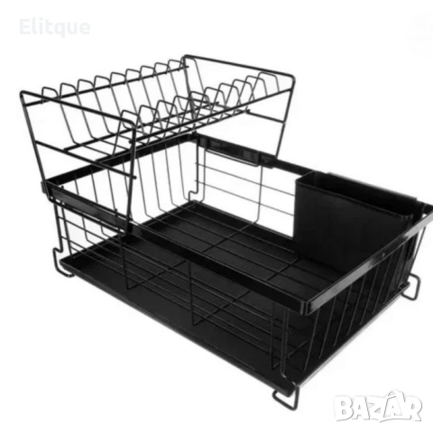 Двуетажен метален сушилник за съдове Cheffinger с отделение за прибори , снимка 4 - Други - 53179882