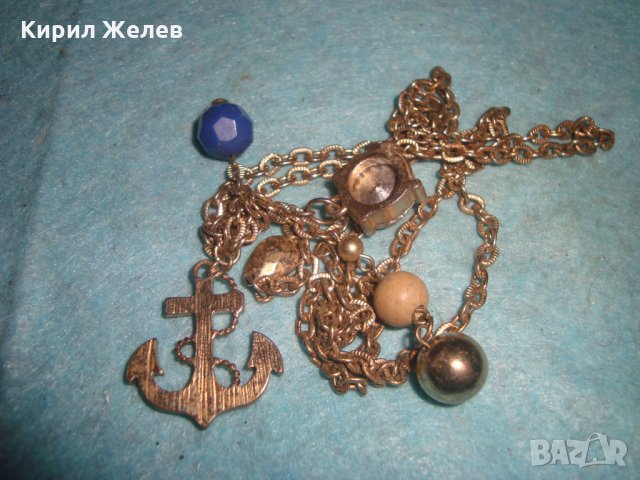 СТАРА ЗЛАТИСТА ОГЪРЛИЦА с МНОГО АРТ ФИГУРАЛНИ ВИСУЛКИ и КРИСТАЛИ 27069, снимка 2 - Колиета, медальони, синджири - 34985305