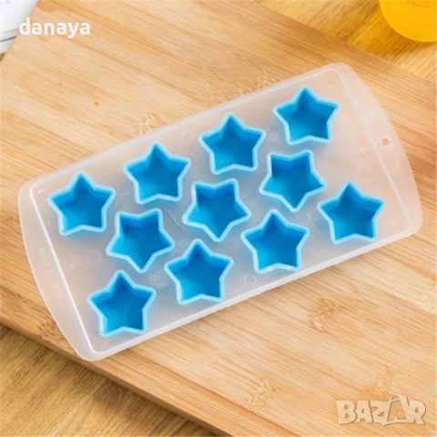 6393 Форма за лед със силиконово дъно Плодове и звездички, снимка 8 - Форми - 53346671