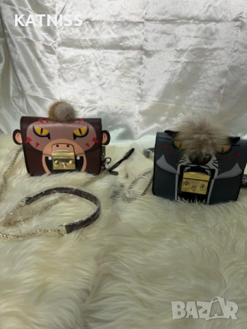 Furlla дамска чанта сива с и кафява с метална дръжка кожа