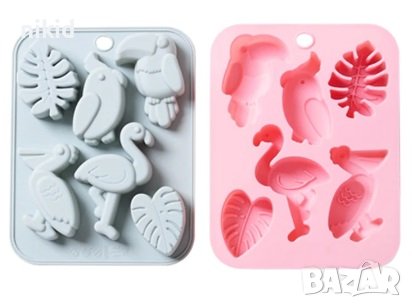 Фламинго папагал тропическо листо хаваи дълбоки силиконов молд форма калъп фондан шоколад гипс сапун