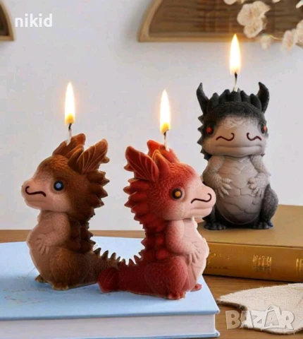 3d голям прав дракон силиконов молд форма фондан шоколад гипс смола свещ декор, снимка 2 - Форми - 51377833