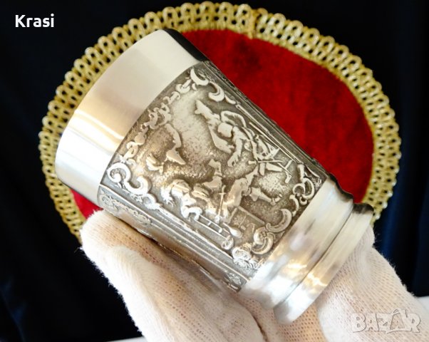 Чаша от калай за лов,грозде,ечемик и хмел, снимка 9 - Антикварни и старинни предмети - 38638653