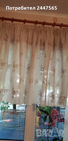 Завеса за прозорец височина 90см.В набрано състояние дължина  185см .обща дължина на плата  340см, снимка 3 - Щори - 33535119