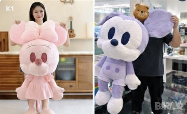 Големи плюшени играчки Мики и Мини Маус 100см, плюшена играчка Mickey Minnie Mouse