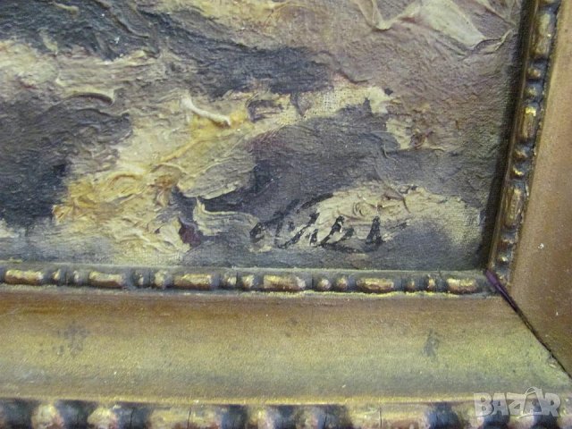 Много Стара Картина Масло Платно Подписана 60х40см., снимка 3 - Картини - 43164881