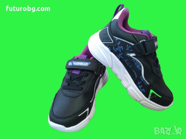 Маратонки в черен цвят с лилав акцент – водоустоичиви, снимка 4 - Детски маратонки - 42989371