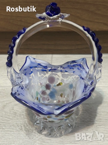 Винтидж красива стъклена бонбониера 