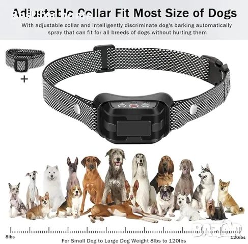 Водоустойчив, акумулаторен спрей нашийник против лай  MDXSB S21B, снимка 3 - За кучета - 49672738