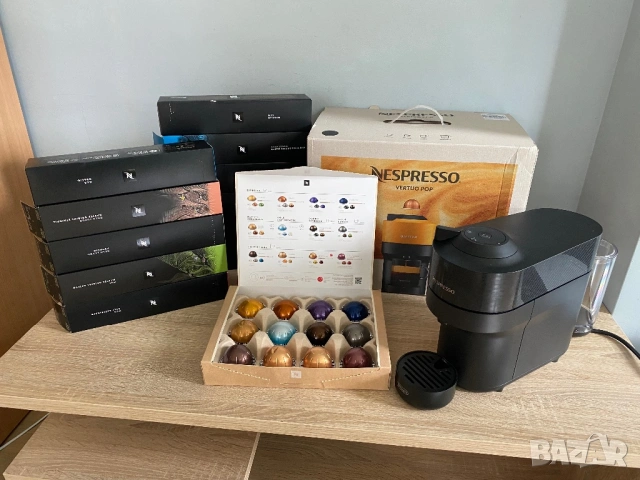 Кафемашина с капсули Nespresso Vertuo Pop Black + 120 Капсули