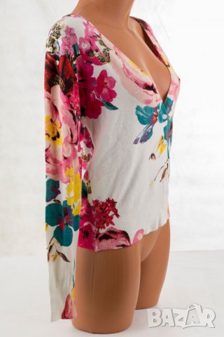 Бяла дамска жилетка на цветя марка Miss Jolie - M, снимка 4 - Жилетки - 26505593