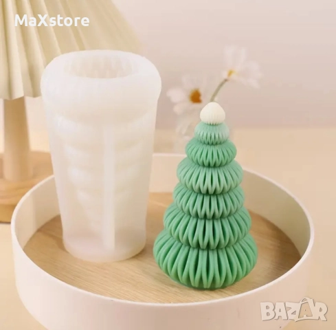 3D Елха Силиконов молд форма за свещи гипс сапун смола , снимка 2 - Форми - 51955188