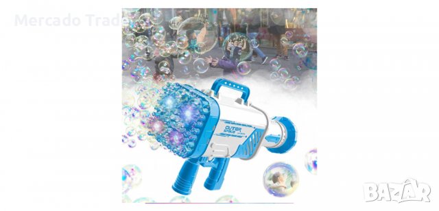 Пистолет за сапунени балончета, 64 дупки, Базука, USB,Различни цветове, снимка 4 - Електрически играчки - 36878024