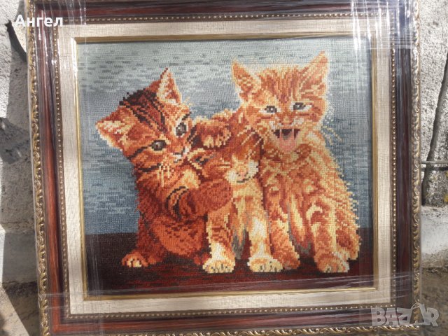 Гоблен -Трите котета и Малкото коте с ДВОЙНА РАМКА