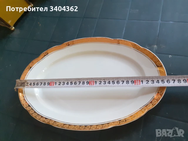 Български порцелан Китка Нови Пазар плато позлата, снимка 5 - Антикварни и старинни предмети - 51054766