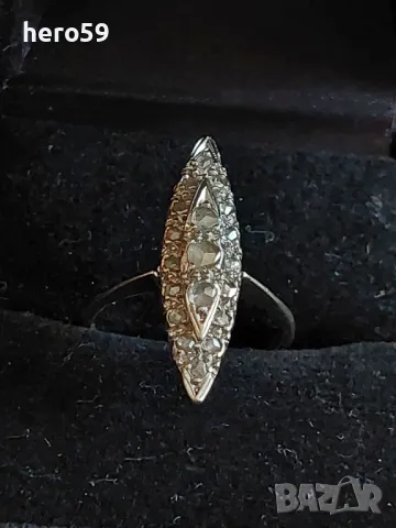 Дамски златен 18к пръстен с диаманти-бяло злато, снимка 3 - Пръстени - 48615583