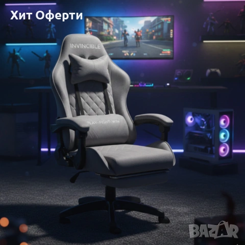 copy of Геймърски стол с регулируема височина, лумбална възглавница и метална основа, снимка 2 - Столове - 53249503