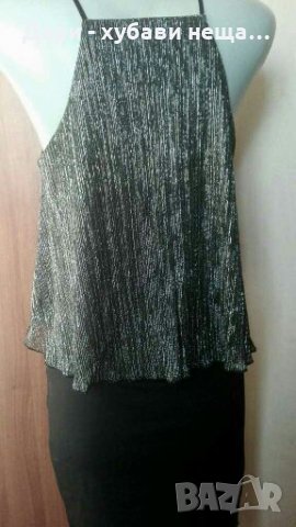 Луксозен топ, в черно и сребристо👗🍀S,M,M/L👗🍀арт.2086, снимка 2 - Корсети, бюстиета, топове - 33655742