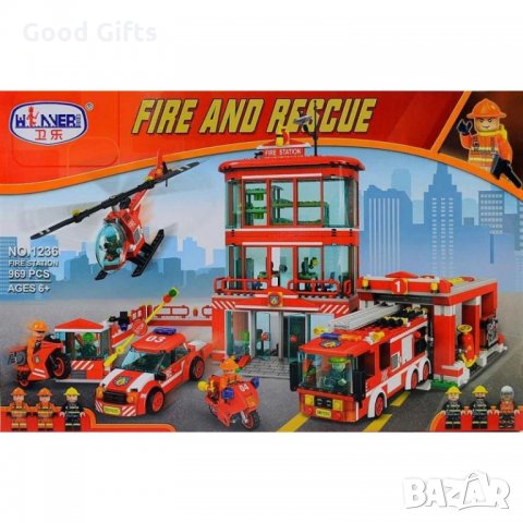 Детски конструктор Пожарна , 969 части