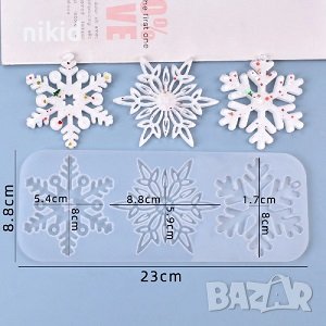 3 едри снежинки снежинка силиконов молд форма фондан шоколад гипс смола декор, снимка 2 - Форми - 43781638