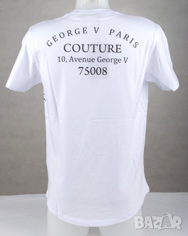 Бяла памучна мъжка тениска с тигър с кристали марка Avenue George V Paris - М, снимка 3 - Тениски - 33597537