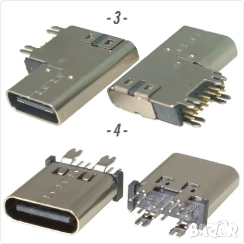 Букса конектор USB Type-C  14 / 24 pin , USB 3.1 , USB 3.2 SMT Connector, снимка 3 - Ремонт на друга електроника - 40051789