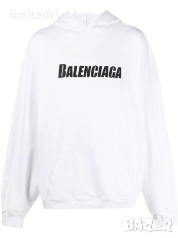BALENCIAGA White Ripped Caps Logo Oversized Мъжко / Дамско Горнище тип Суичър size XS (M/L) и M (XL), снимка 2 - Суичъри - 40340754