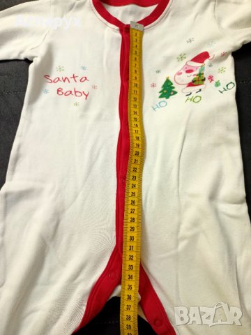 Бебешка памучна коледна с копчета пижама за деца 6-9 месеца, снимка 6 - Бебешки пижами - 43243892