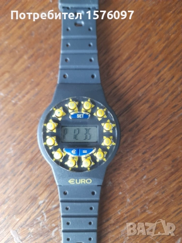 Електронен LCD часовник калкуратор/ конвертор за курс евро / лев или друга валута