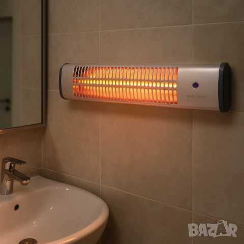 Кварцова отоплителна печка за баня Rosberg – 1200W, бял