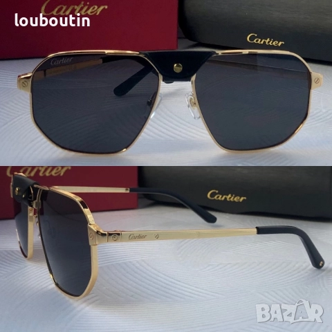 Cartier Мъжки слънчеви очила с кожа 3 цвята