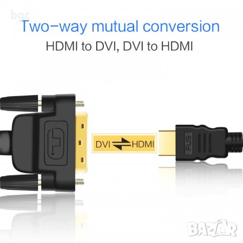 НОВ Кабел HDMI към DVI-D 24+1 Двупосочен 1080p Gold Мъжки-Мъжки Монитор HDTV PC PS3 XBOX DVD Кино , снимка 2 - Кабели и адаптери - 39851077