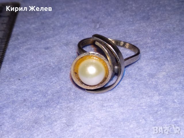 СРЕБЪРЕН ПЕРЛЕН РЕТРО АР НУВО СТИЛ ПРЪСТЕН СРЕБРО 925 с БЯЛА ПЕРЛА МАЙСТОРСКА ИЗРАБОТКА 26880, снимка 10 - Пръстени - 40756024