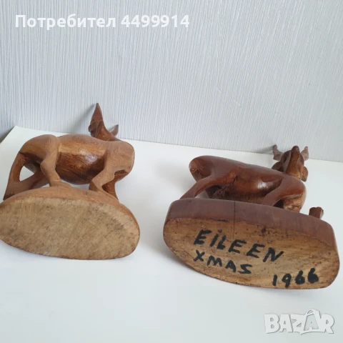 Стари дървени фигури на елени, снимка 6 - Колекции - 51237808
