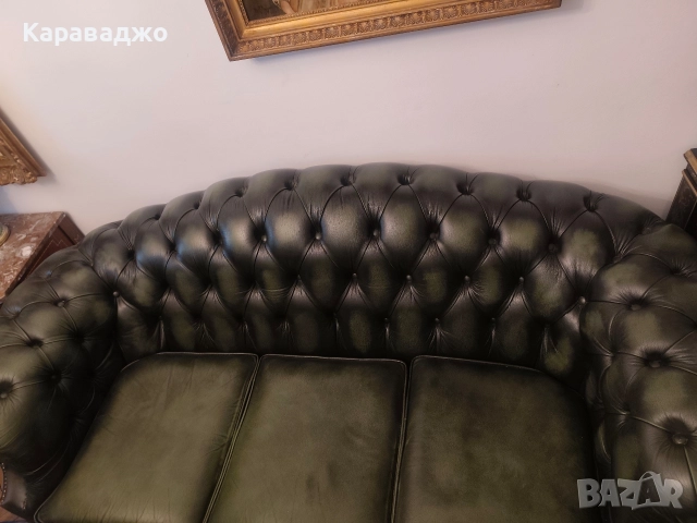 Троен диван Честърфийлд, снимка 4 - Дивани и мека мебел - 52860098