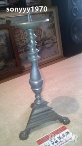 красив и стилен сив свещник-внос холандия-32х15см, снимка 10 - Колекции - 27902670
